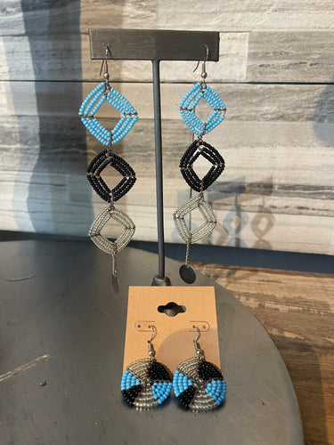 Earrings in Draga - Black/Silver/Turqouise - Exceptional Equestrian 