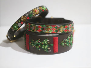 "TKC Exclusive Holiday Argyle" Beaded Dog Collar